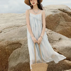 MISHOW Summer Holiday Camisole Dress for Women 2025 New Tie Dye Slim Sleeveless Seaside Long Dresses Female Fashion MXE12L2118