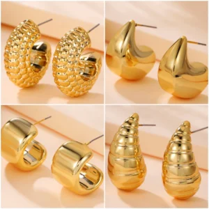 Retro Twist Metal Drop Earrings for Women European Irregular Geometry C Shape Water Droplet Dangle Earrings Party Jewelry Gift