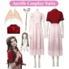 Female Halloween Aerith Cosplay Jacket Dress Wig Necklace Game Final Cosplay Fantasy Roleplay Costume Carnival Party Clothing