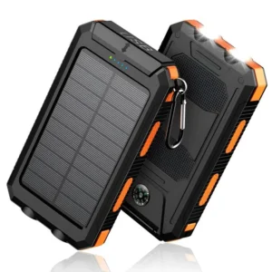 Solar Power Bank Portable 10000mAh Solar Charger Waterproof Dual 5V USB Ports 2 LED Light Flashlight For Cell IPhone Outdoor