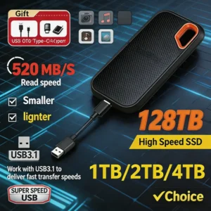 External Hard Drive 16TB High-speed SSD Portable 1TB Solid State Drive 30TB Mass External Hard Disk for Laptop/MAC/PC/Phone