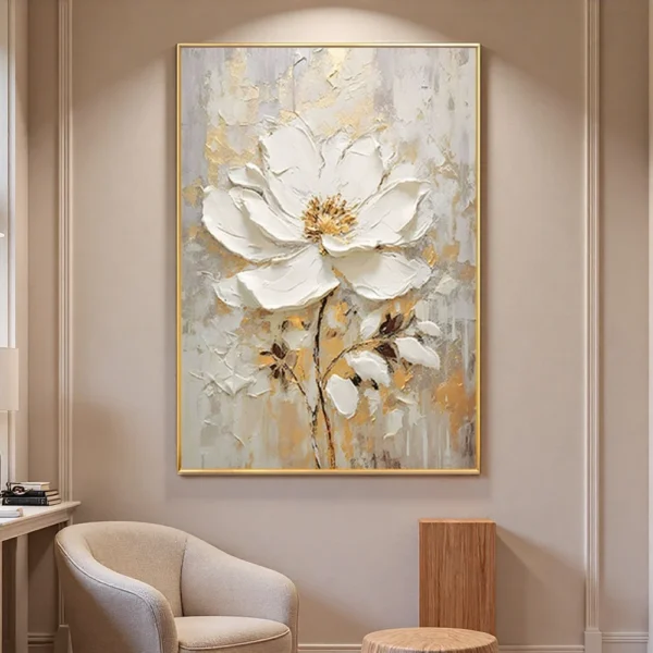 3D Textured Floral Oil Painting on Premium Linen Canvas Unframed Modern Oil Painting For Home Decor Hand-Painted Canvas Painting