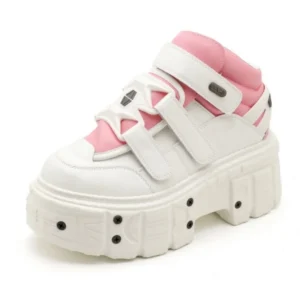 Fashion All Match Large Size Casual Trainers Chunk Heel Platform Runway Women Sneakers Outdoor Hook Loop Mixed Color Gothic Shoe