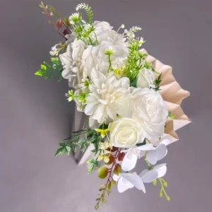 20inch White Rose Artificial Flower Row for Wedding Table Home Front Door Garden Party Tabletop Wall Home Decoration