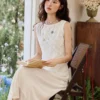 MISHOW Asymmetric Lace Fishtail Dress 2026 Summer Flower Embroidery Sleeveless Elegant Dress Round Neck Long Dresses MXE35L2301
