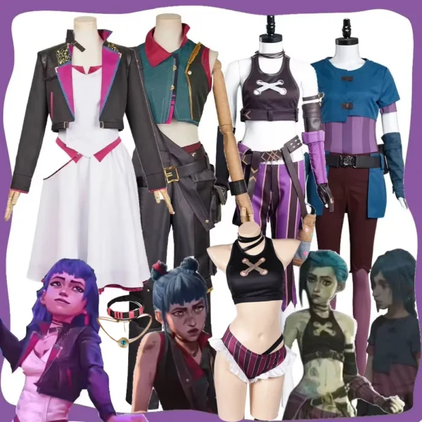 Arcane LOL Powder Jinx Cosplay Women Costume for Female Girls Disguise Disfraz Clothing Outfits Halloween Carnival Roleplay Suit