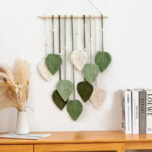 Leaf Macrame Wall Hanging Boho Room Home Decor Woven Aesthetic Wall Tapestry Home Room Wedding Decoration Green