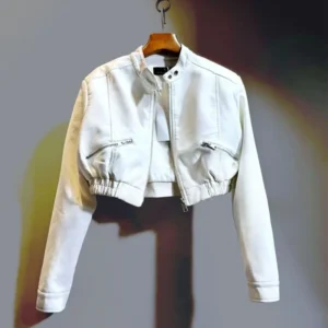 2025 Autumn New Handsome Versatile Short Motorcycle Jacket Top High Waist PU Leather Jacket for Women Faux Fur Coat