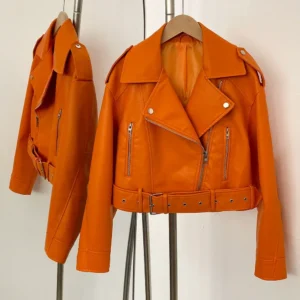 Faux Leather Jacket New PU Jacket 2026 Short Top Clothing Long Sleeve Women Pockets Fur Coat Eco-friendly Female Autumn Spring
