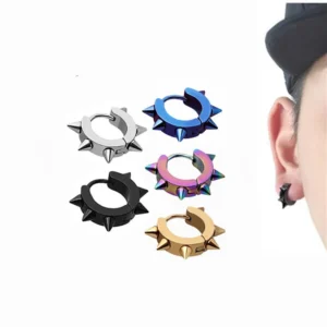 New Arrival Stud Ear Stud Fashion 316L Statinless Steel Fancy Jewelry Wide 4mm Hoop Earring Punk Hip Hop