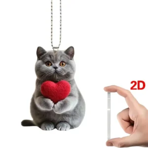 Acrylic Car Pendant Blue Cat Heart Perfect Flat 2D Cat Interiors Cute Animal Pendant Decorations