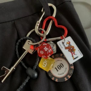 Original Keychain Ins Niche Cleanfit Trendy Leather Heart Hanging Accessories Glasses Spring Rope Keychain Girls' BagY2K Pendant
