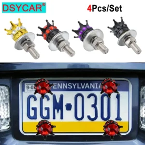 4PCS Crown License Plate Screw Fasteners Decorative Cool Funny License Plate Bolts License Plate Frame Kit