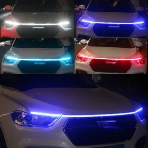 LED Car Daytime Running Light DRL With Turn Signal Lamp Car Hood Decorative Light Strip With Start Scan Meteor Dynamic 12V